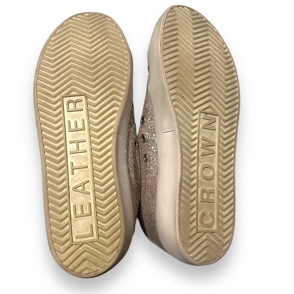 Leather Crown Glitter Sneakers Womens 38 Gray Rose Lace Up Low Top - Picture 5 of 8